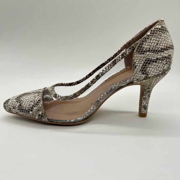 Journee Women 9 Gray Genuine Leather Gabbie Snake‎ Embossed Pointed Toe Pump - Picture 10 of 14